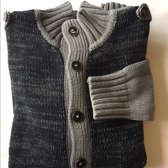 Tristan Men’s  Button Down Cardigan Sweater Medium Navy Grey - Picture 12 of 12